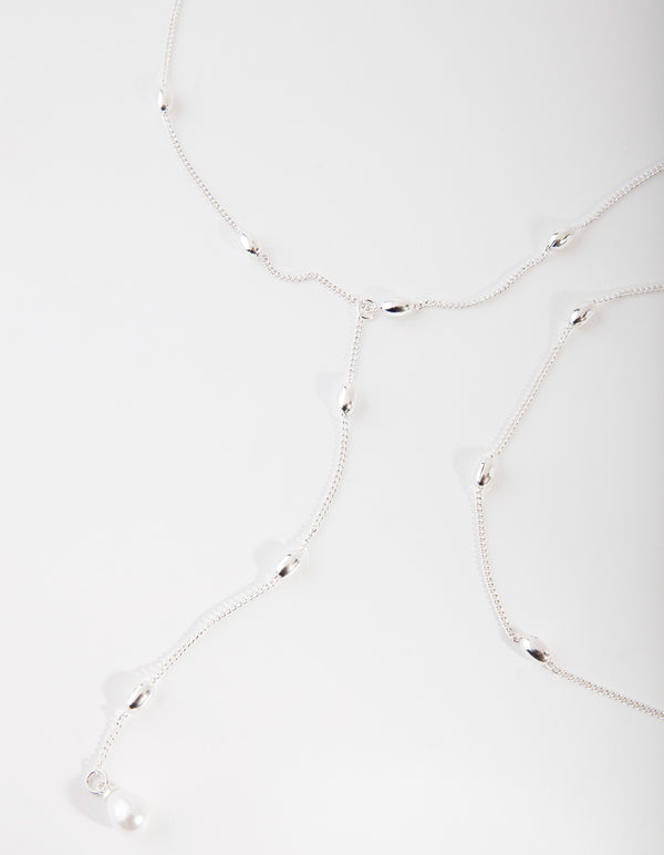 Silver Mini Pearl Multi-Row Necklace