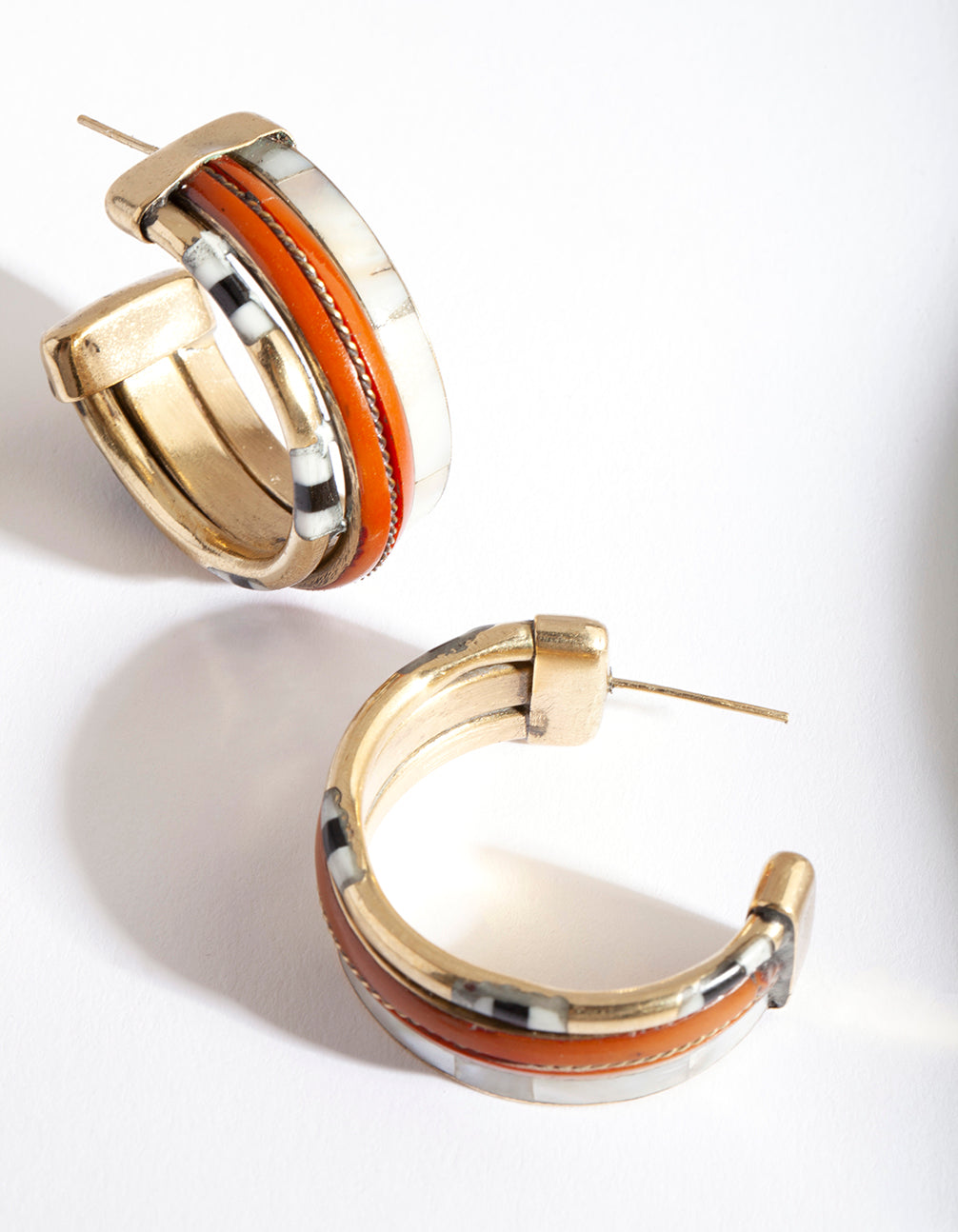 Antique Gold Enamel Hoop Earrings