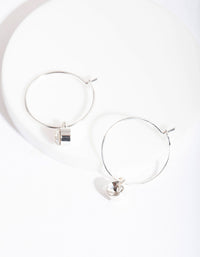 Silver Crystal Stone Hoop Earrings - link has visual effect only