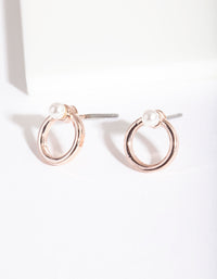 Rose Gold Circle Fixed Pearl Stud Earrings - link has visual effect only