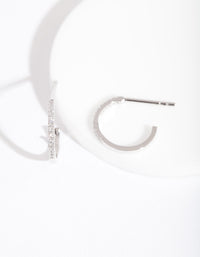 Silver Cubic Zirconia Open Hoop Earrings - link has visual effect only