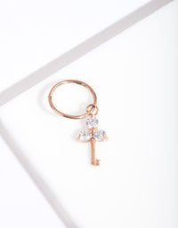 Rose Gold Surgical Steel Cubic Zirconia Key Clicker Earring - link has visual effect only