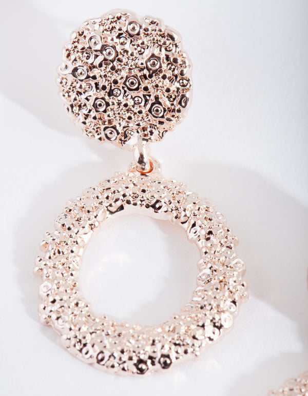 Rose Gold Mini Textured Round Earrings