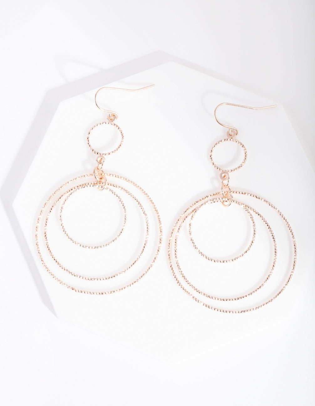 Rose Gold Diacut Circle Drop Earrings