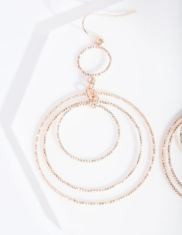 Rose Gold Diacut Circle Drop Earrings