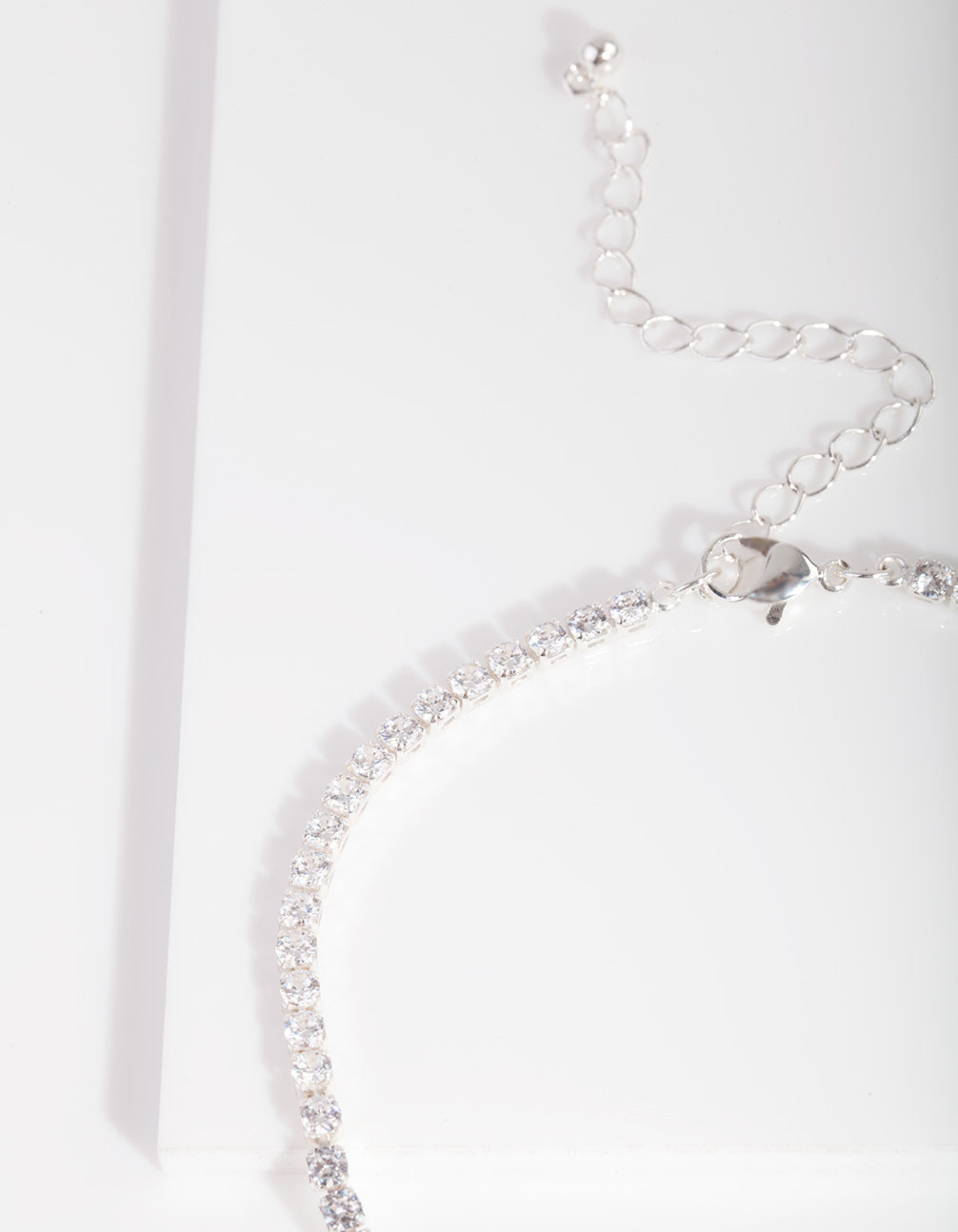 Silver Cubic Zirconia Cupchain Anklet