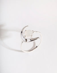 Silver Synthetic Opal Moon Ring - link has visual effect only