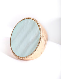 Gold Large Pearlescent Oval Disc Dimple Ring - link has visual effect only