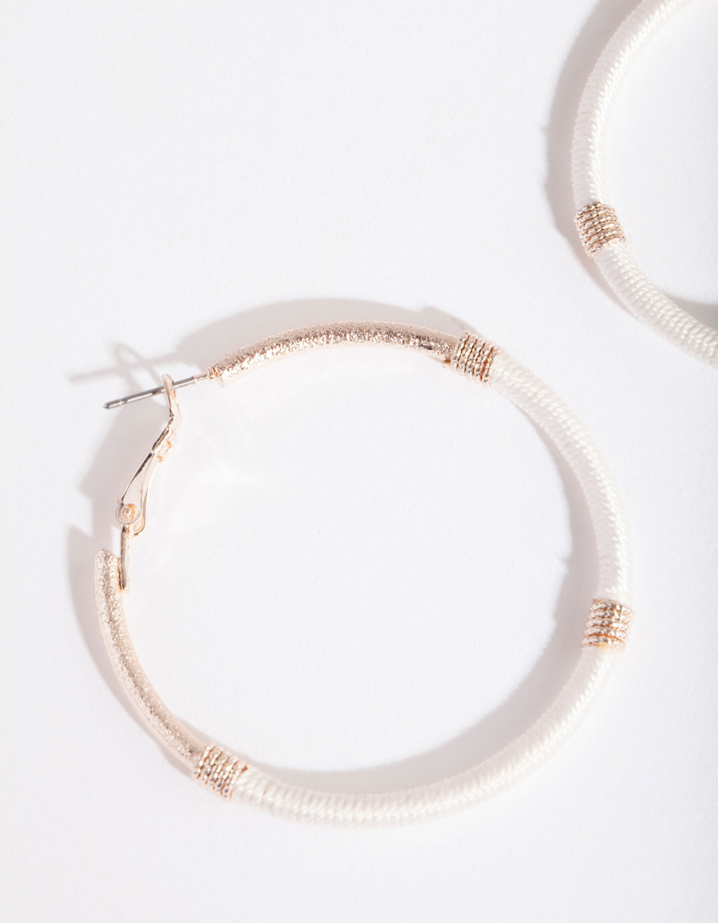 Rose Gold White Thread Wrap Hoop