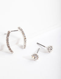 Silver Diamante Stud Earring Pack - link has visual effect only