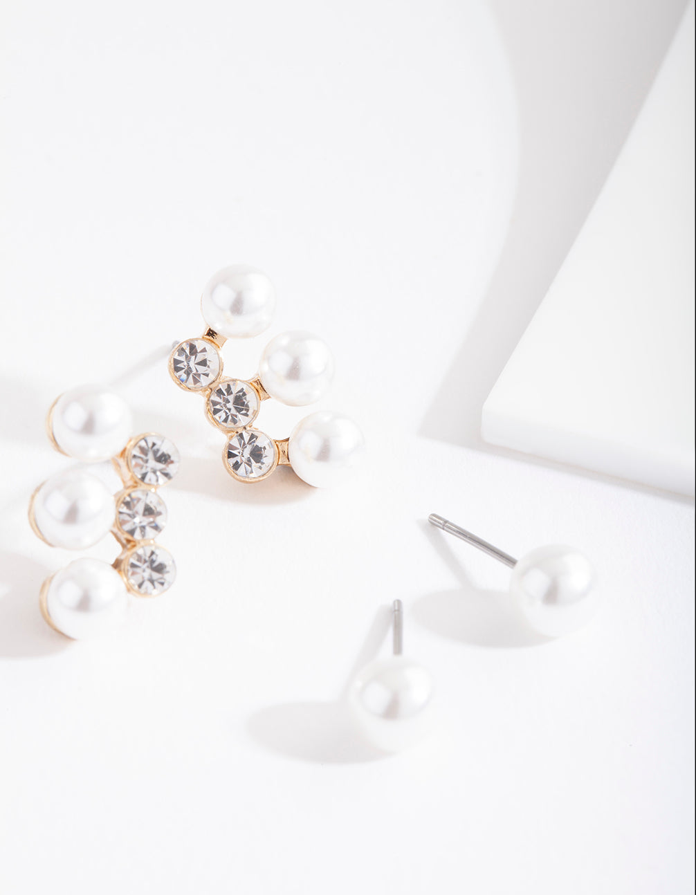 Gold Diamante Pearl Earring Pack
