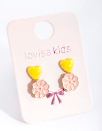Kids Pink Yellow Flower Earring Pack - link has visual effect only