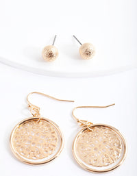 Gold Filigree Disc Earring Pack - link has visual effect only