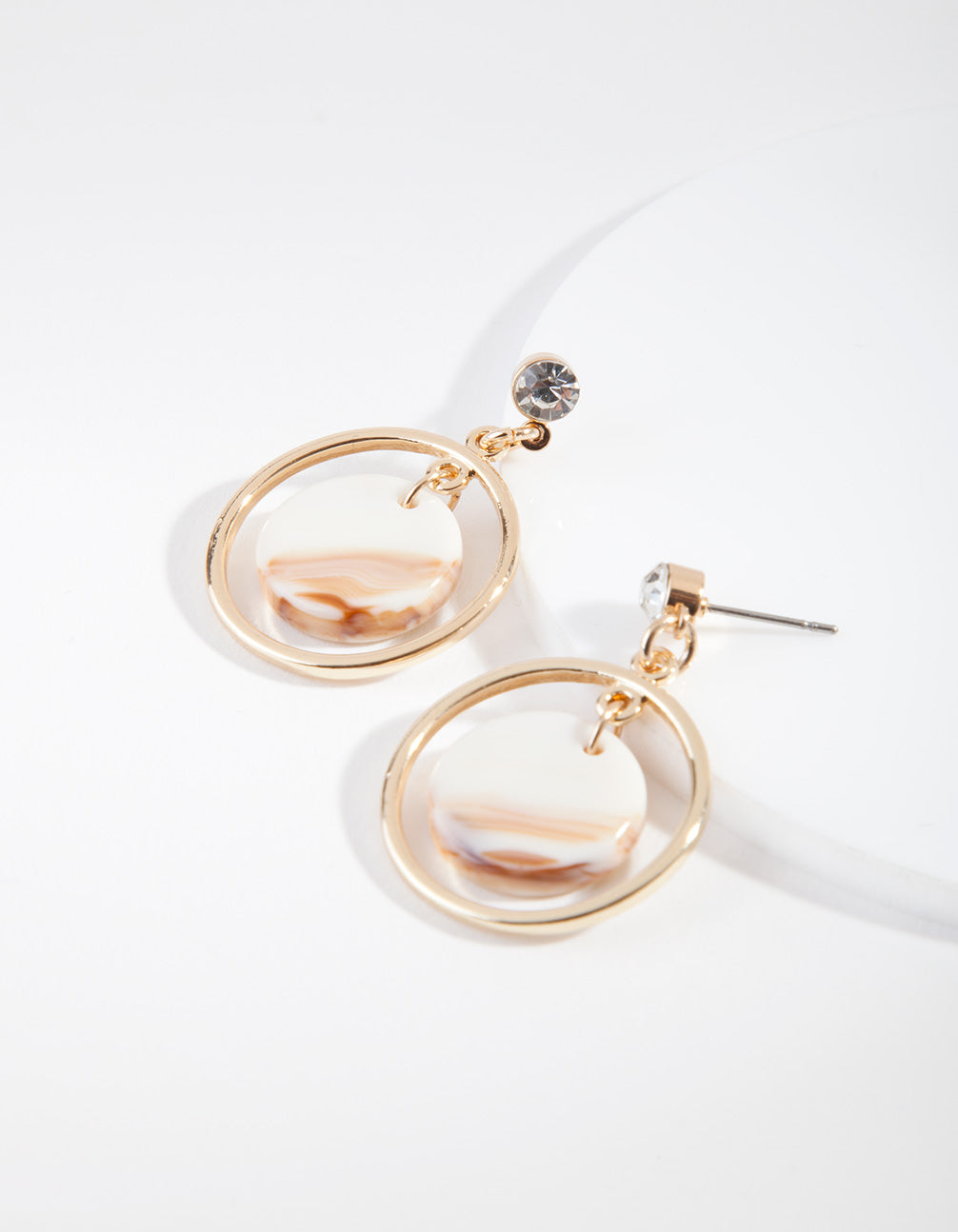 Shiny Gold Acrylic Disc Drop Earrings