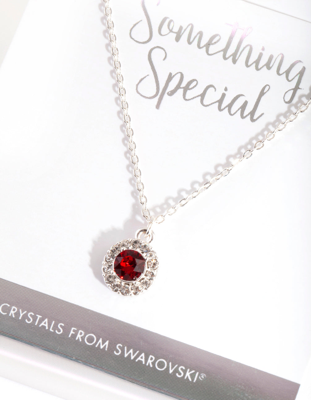 Silver Diamond Simulant Siam Halo Necklace
