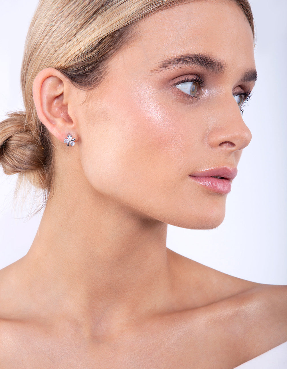 Silver Mixed Petal Huggie Earrings