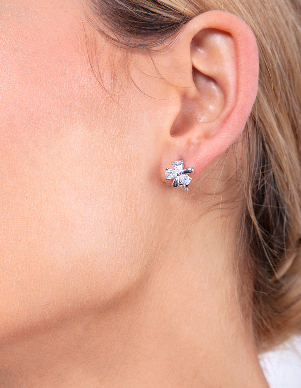 Silver Mixed Petal Huggie Earrings