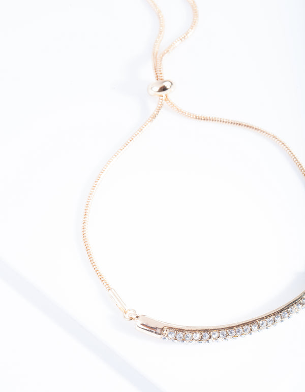 Gold Diamante Pave Toggle Bracelet