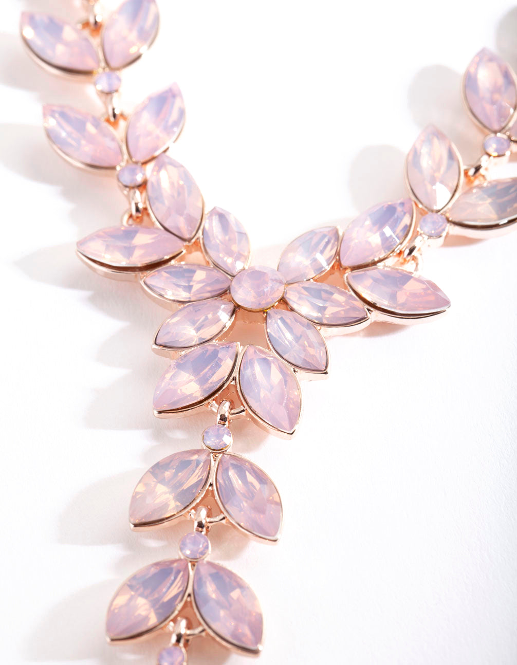 Rose Gold Pink Cascading Navette Necklace