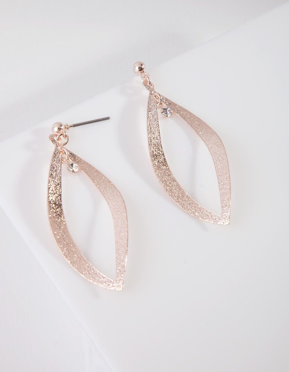 Rose Gold Sandblast Curve Drop Earrings