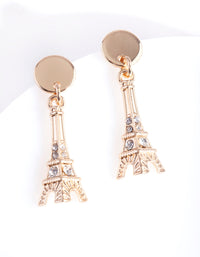 Gold Eiffel Tower Drop Earrings - link has visual effect only