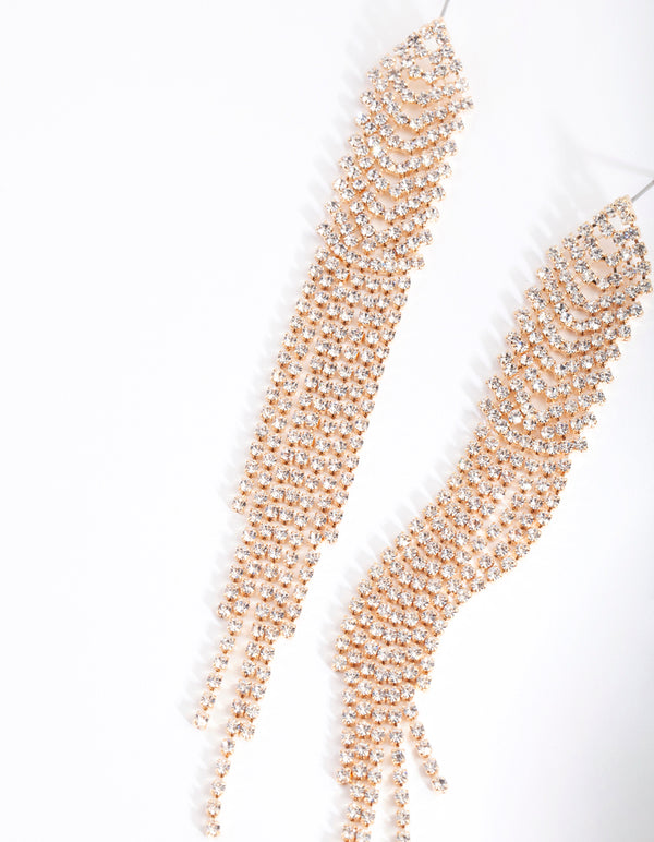 Gold Diamante Cupchain Earrings