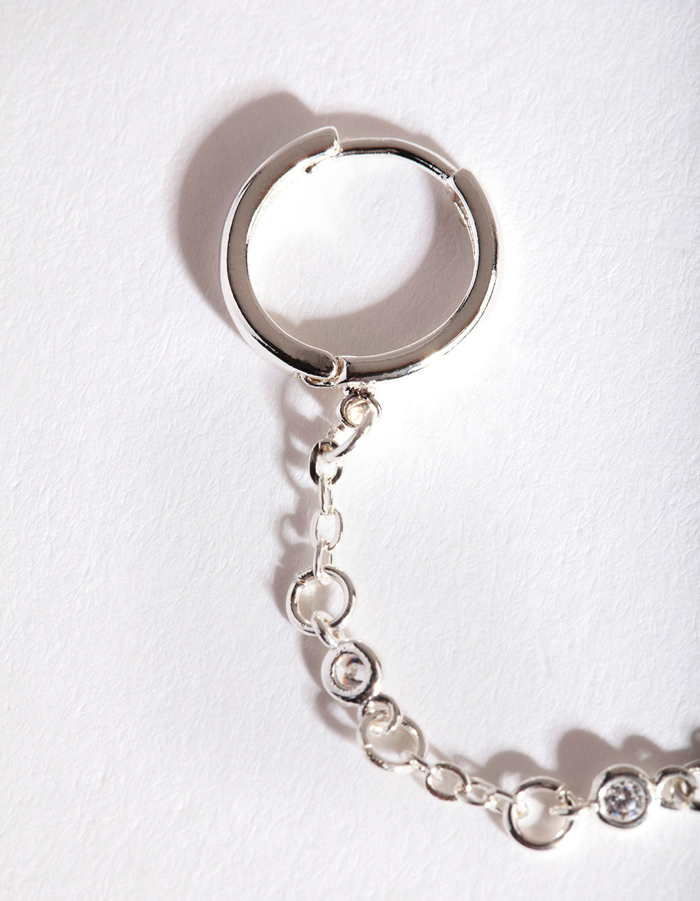 Silver Diamante Chain Double Huggie Earrings