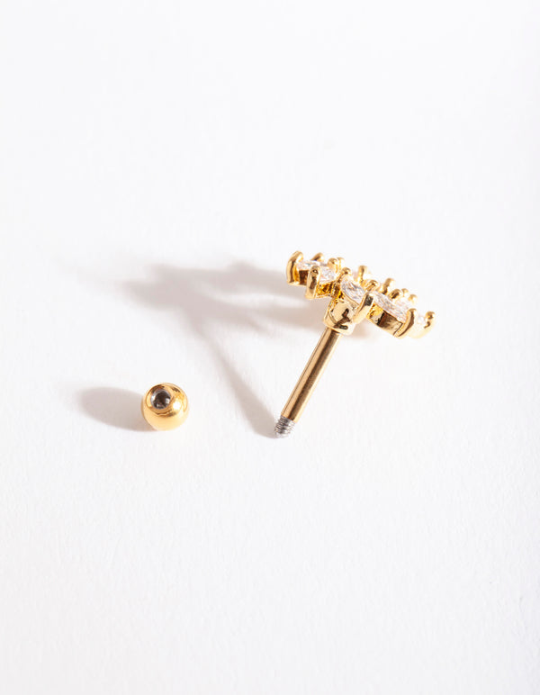 Gold Surgical Steel Marquise Sun Barbell