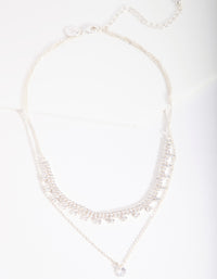 Silver Cubic Zirconia Double Row Necklace - link has visual effect only