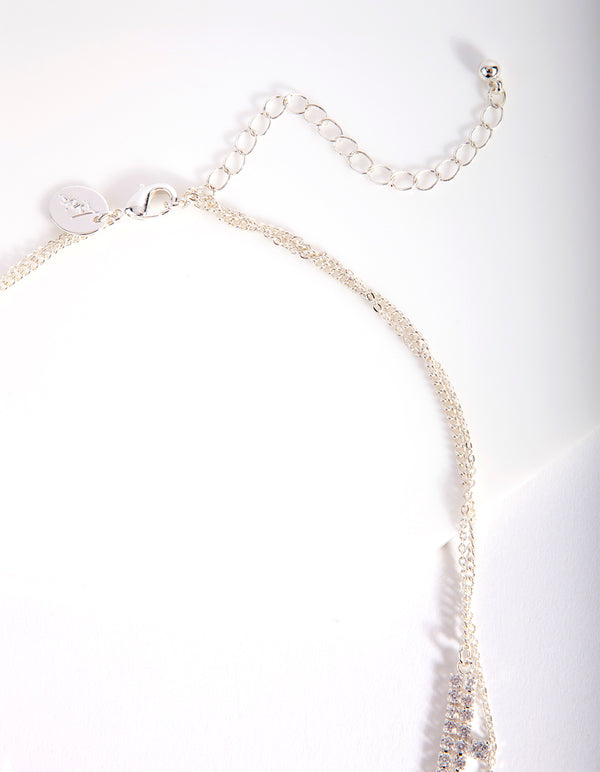 Silver Cubic Zirconia Double Row Necklace