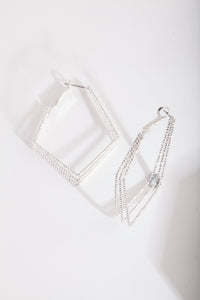 Silver Textured 3 Row Diamond Hoop - link has visual effect only