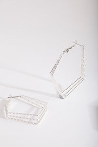 Silver Textured 3 Row Diamond Hoop - link has visual effect only