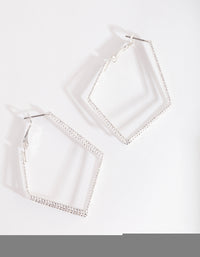Silver Textured 3 Row Diamond Hoop - link has visual effect only