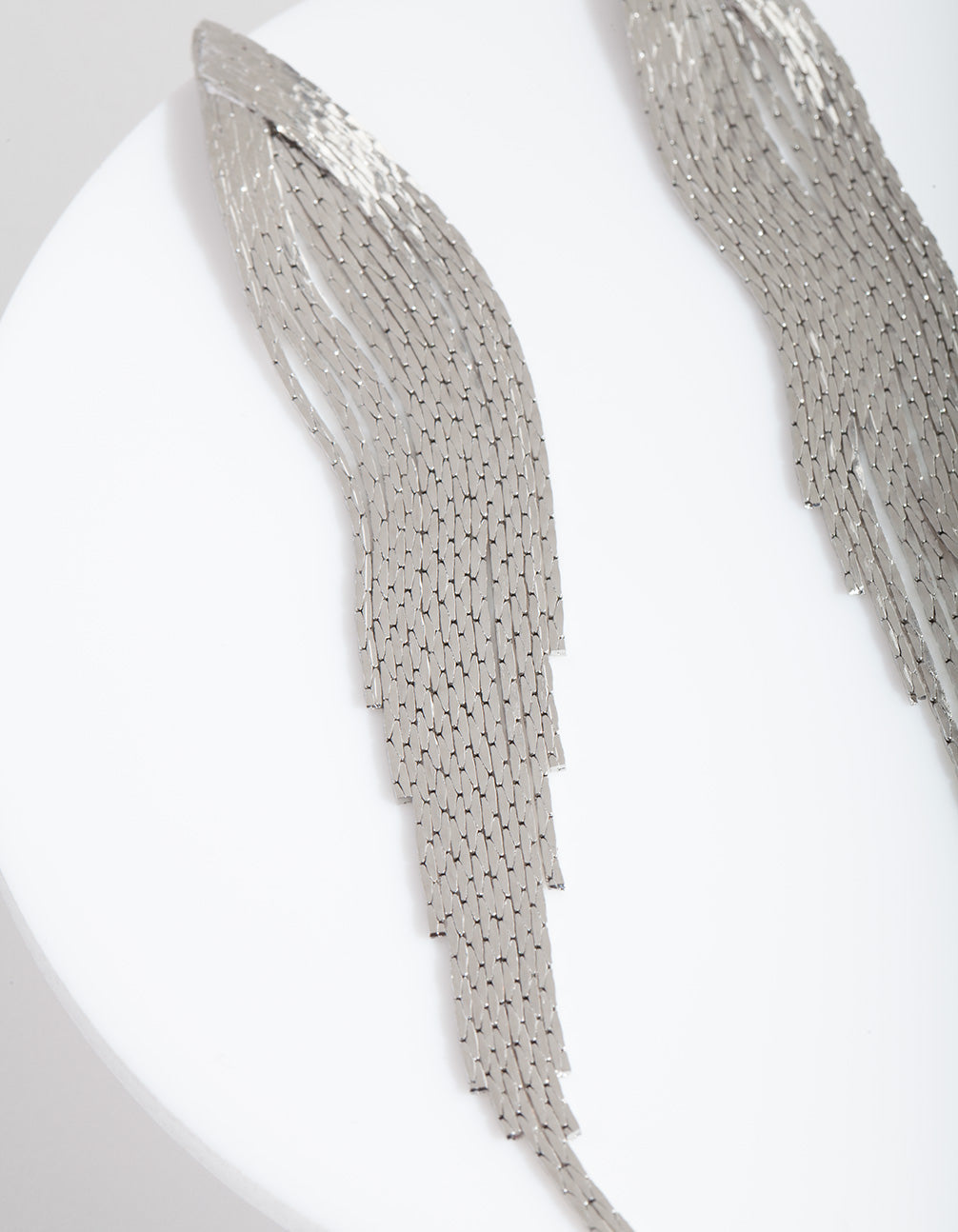 Silver Textured Tassel Earrings