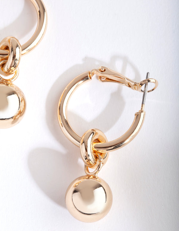Gold Chunky Ball Hoop Earrings