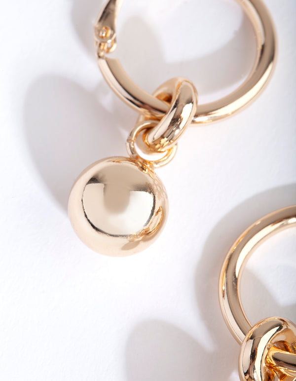 Gold Chunky Ball Hoop Earrings