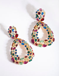Gold Rainbow Cluster Teardrop Earrings - link has visual effect only