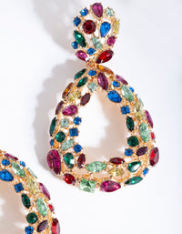 Gold Rainbow Cluster Teardrop Earrings - link has visual effect only