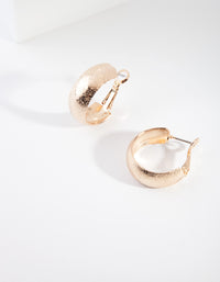 Gold Sandblast Round Hoop Earrings - link has visual effect only