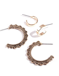 Gold Frill Hoop Earring Pack - link has visual effect only