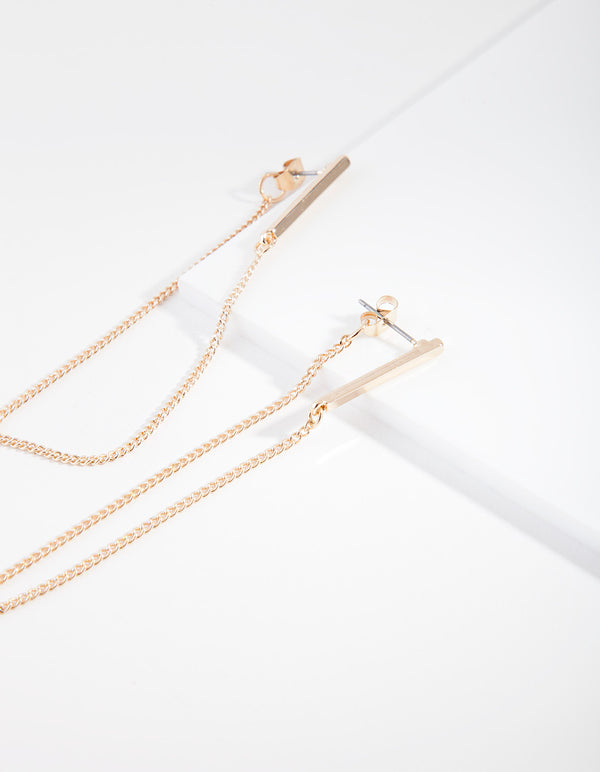 Gold Bar Wrap Chain Earrings