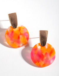 Gold Acrylic Disc Drop Earrings - link has visual effect only