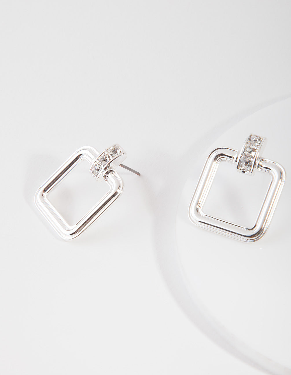Silver Square Knocker Earrings