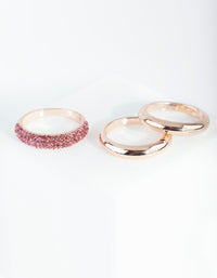 Gold Diamante Curve Band Ring 3 Stack Pack - link has visual effect only
