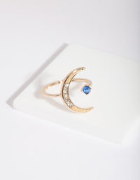 Gold Diamante Open Moon Ring - link has visual effect only