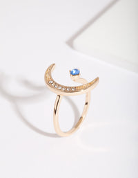 Gold Diamante Open Moon Ring - link has visual effect only