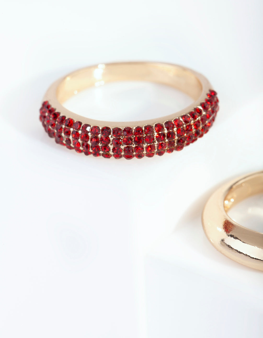 Gold Diamante Curve Band Ring Pack