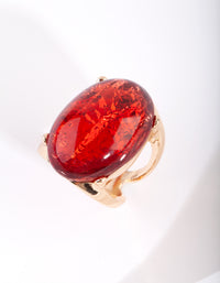 Gold Red Stone Foil Statement Ring - link has visual effect only