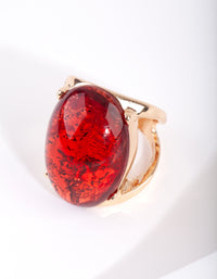 Gold Red Stone Foil Statement Ring - link has visual effect only