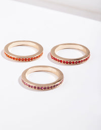 Gold Mix Diamante Ring 3 Stack Pack - link has visual effect only